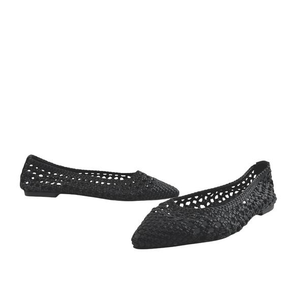 NEW Steve Madden Saxton Black Woven Pointed Toe Slip On Ballet Flats Shoes Sz 6 - Picture 5 of 8